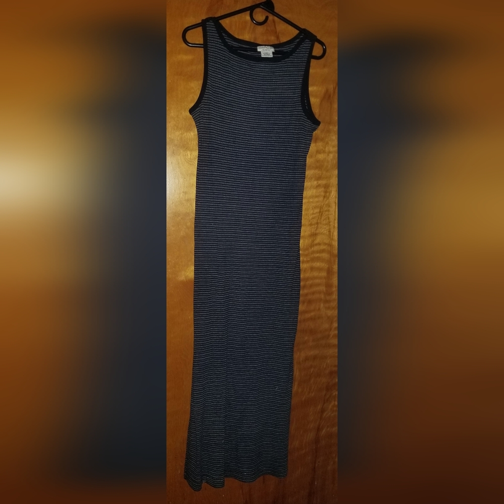 Women's Faded Glory Gray & Black Maxi Sleeveless Dress Large